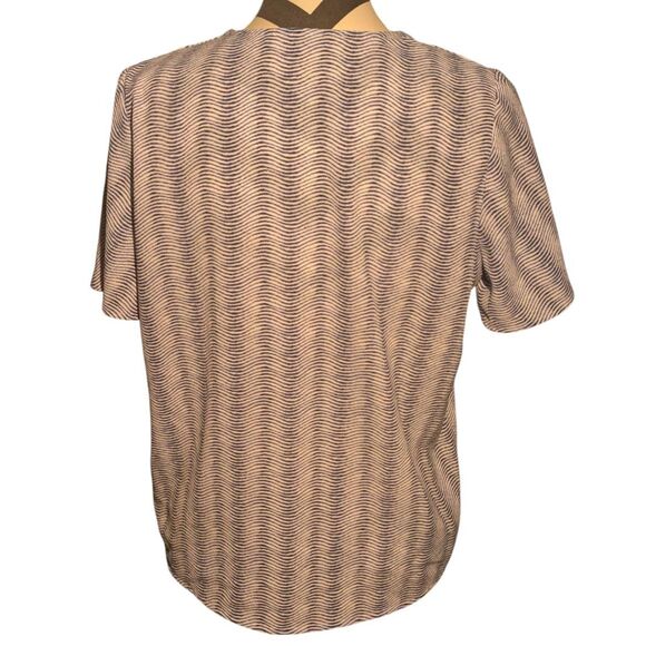 MICHAEL Michael Kors S Blue White Wave Print Tie Front Blouse - Picture 5 of 5